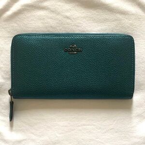 Coach Teal Zip-Around Wallet